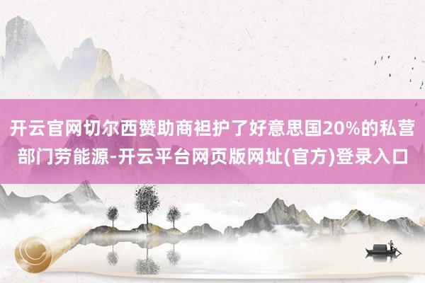 开云官网切尔西赞助商袒护了好意思国20%的私营部门劳能源-开云平台网页版网址(官方)登录入口